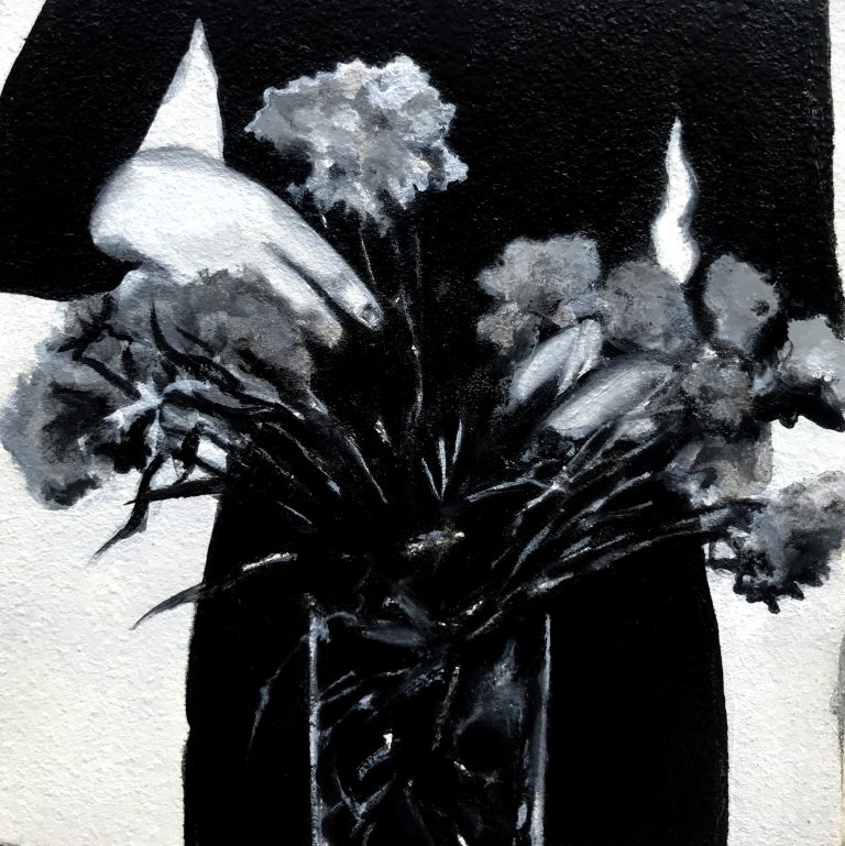 ARRANGEMENT- 2018, oilpaint on panel, 10 x 10 cm