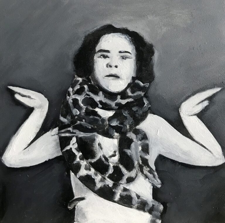 SNAKED- 2018, oilpaint on panel, 10 x 10 cm