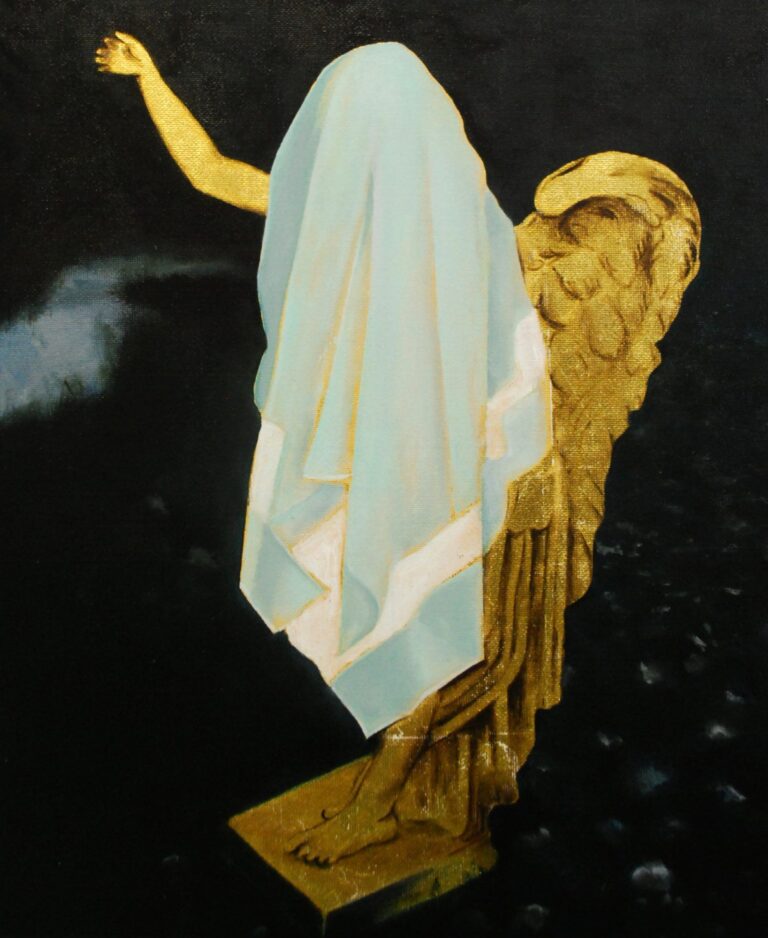 Toweling- 2019, oilpaint and gold on canvas, 30 x 40 cm