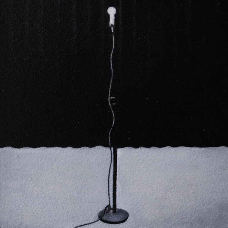 MICROPHONE (UNTITLED)- 2023, oilpaint on panel, 10 x 10 cm