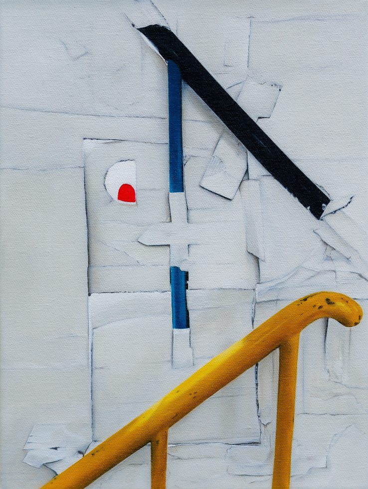 NO STAIRS WITHOUT DIAGONALS (FRAMED) 2023, 30 x 40 cm, oilpaint on canvas